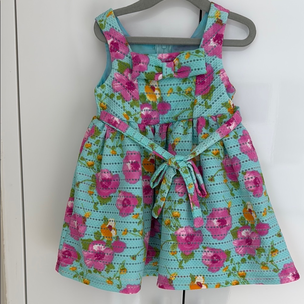 Floral Kids Dress in Blue and Pink